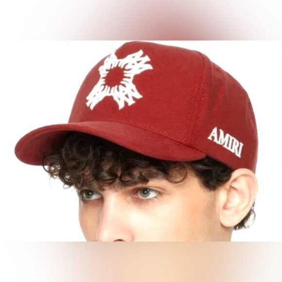 Amiri QUAD MA Logo Hat Full Canvas Hat Cap -Red - Picture 3 of 5